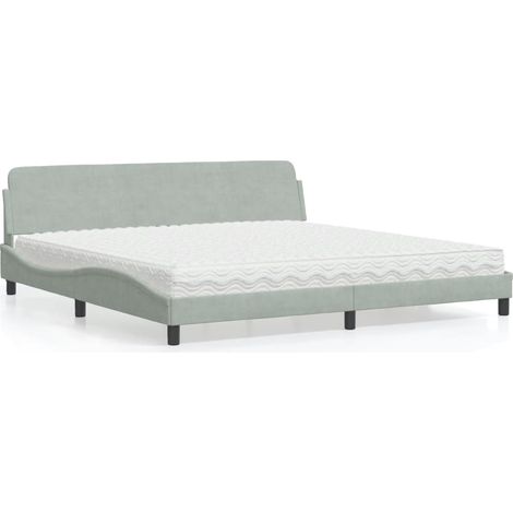 Bett mit Matratze "Dover" Hellgrau 200x200 cm Samt vidaXL (1/5)