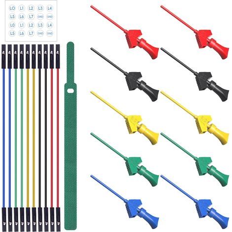 SMD-IC-Testklemmen, 10 Stück, mit Silikon-Jumperkabeln, Logikanalysator-Testleitungssatz, 5 Farben (1/5)