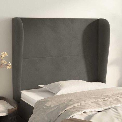 vidaXL Cabecero con orejas de terciopelo gris oscuro 83x23x118/128 cm (1/5)