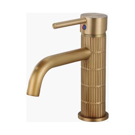 Robinet mitigeur lavabo laiton massif finition brossée vintage, cartouche céramique, installation sur plan de travail
