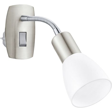 Applique Moderna Dakar 3 Acciaio Grigio Plastiche Bianche 1 Luce E14 Ip20