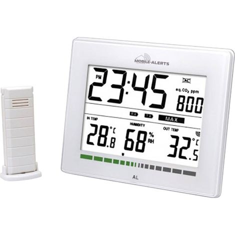 Technoline MA10402 - Monitoraggio della qualità dell'aria, allarme tramite LED per valore PPM scarso = raccomandazione ventilazione, visualizzazione temperatura, visualizzazione umidità, avvisi mobili (1/5)