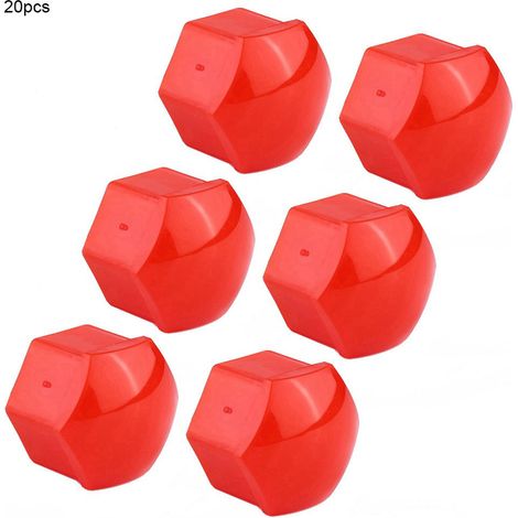 20 x 19 mm Capuchons d'écrous de roue de voiture, bouchons de vis de moyeu, couvercles de boulons pour jantes, protection extérieure (Rouge) (1/5)