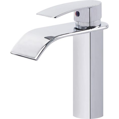 Robinet Salle Bain Robinet Cascade Mitigeur Lavabo 17CM Argent (1/5)