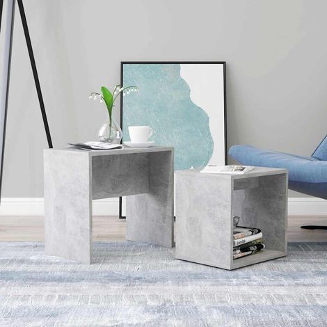 802889 vidaXL Coffee Table Set Concrete Grey 48x30x45 cm Engineered Wood (1/5)