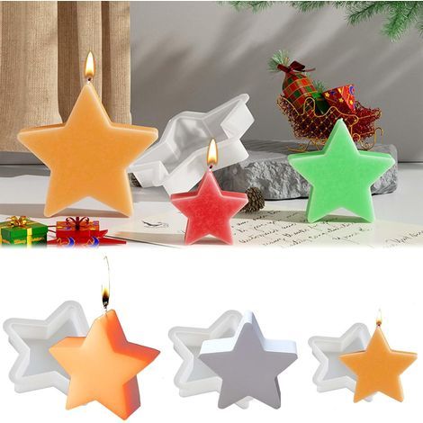 Set of 3 star-shaped silicone molds by WISIRENT, Christmas stars, silicone mold, silicone mold, silicone mold, 5-pointed mold for Christmas, autumn candles (1/5)