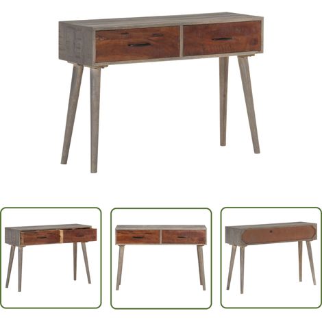 Table console Gris 110x35x75 Bois de manguier massif brut (1/5)