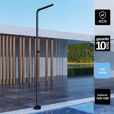 Douche de piscine Texas en Acier Inox.S316 Noir Mat – Tête Ø42mm /Corps Ø42mm/H. 2,20m – Garantie 10 ans - POOLIMEX (1/5)