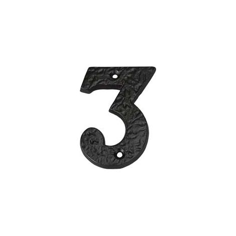 Numero civico 3 in ferro nero opaco