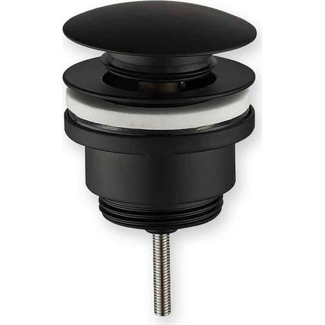 Tapón de desagüe de lujo con clic, 3,17 cm (1¼"), acabado mate, Tapón de desagüe, Tapón de desagüe, Tapón de desagüe emergente universal, Negro (1/5)