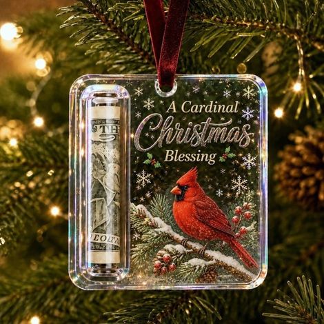 Nouvelle décoration de Noël innovante et adorable en forme de cadeau en espèces - Moineau rouge -