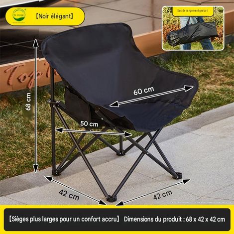 Chaise Lune Pliante de Camping – Fauteuil Portable Extérieur avec Toile en Forme U, Dossier Bas pour Camping, Jardin, Pêche et Plage 1 Pièce, Noir Classique (1/5)