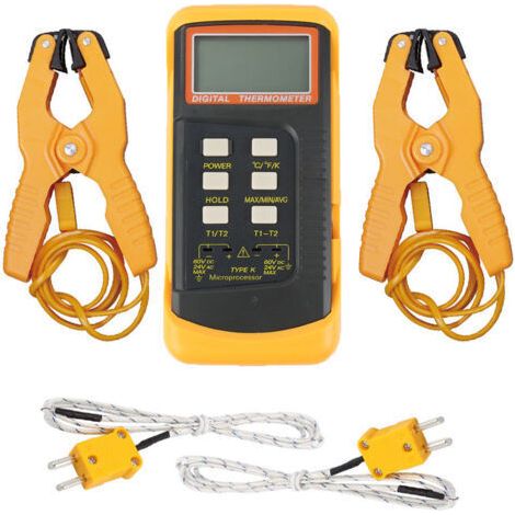 Thermomètre Industriel à Pince Double Canal 6802II Thermocouple Type K, Mesure Précise pour Laboratoires, Industrie et Chauffage (1/4)