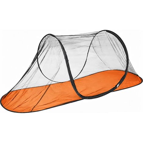Moustiquaire Lit, Moustiquaire Pop Up Exterieur, Tente Extérieure Portable, Lit de Maison Portable, pour Le Voyage, en Camping et à la Maison (Noir-Orange, 200 x 70 x 72 cm) (1/5)