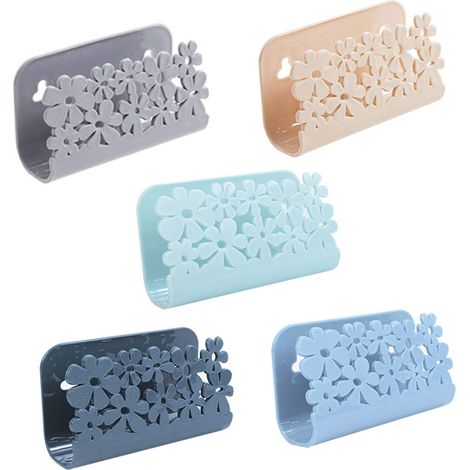 Juego de 5 soportes para esponjas con ventosa de 11,5 x 4,2 x 6,5 cm – cesta escurridora de plástico para fregadero de cocina
