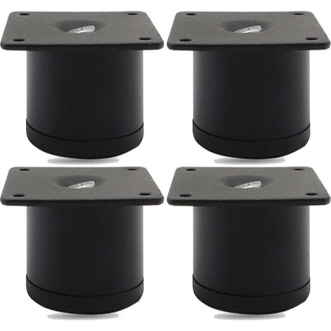 Quatre pieds de meuble en acier inoxydable, pieds de remplacement extra-plats de 50 mm pour armoires, avec vis (1/5)