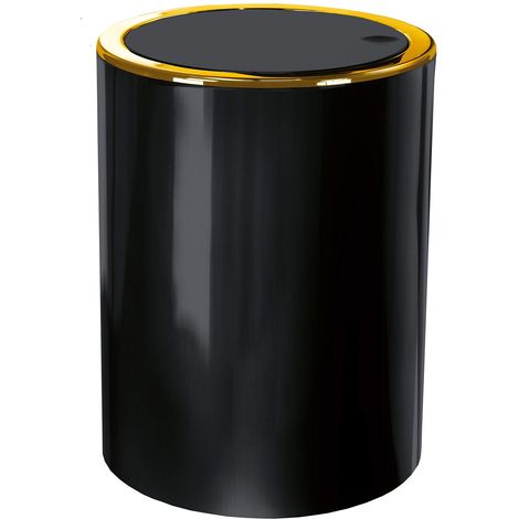 Kleine Wolke Pattumiera per cosmetici Golden Clap, ABS, nero, secchio 5 L, cilindrico (1/2)