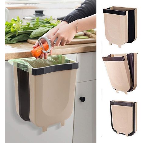 Poubelle suspendue pliable pour porte de placard de cuisine, petite poubelle compacte pliable