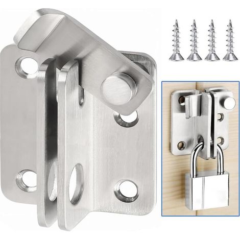 Verrou Porte Coulissante Serrure Volet Loquet Porte Verrou Portail à Bascule Boulon avec Vis pour Porte Fenêtre Placard et Jardin Acier Inoxydable (Argenté, Right Open S)