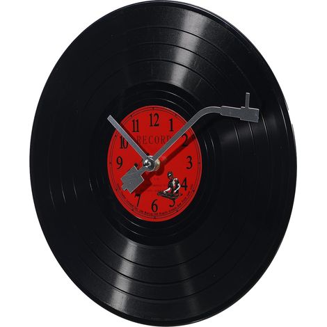 Horloge Murale Décorative Originale de Disque Vinyle Noir, Style Vintage Artistique, Plastique Résistant, Maison Magasin (1/5)