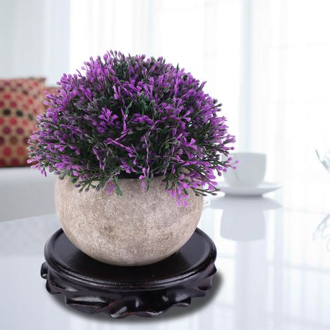 Socle rond pour aquarium avec sable violet, support pour théière en pierre et socle pour brûleur d'encens en bois massif (2) (1/3)