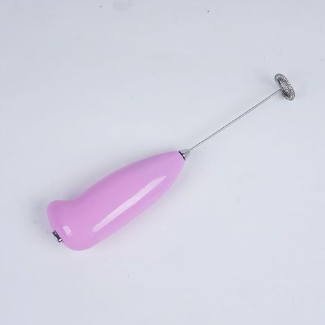 Mousseur à lait électrique portable rose, ensemble de 5 couleurs, poignée ergonomique, tige en métal, dimensions 21,5 x 5,5 x 4 cm. (1/5)