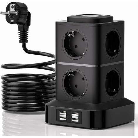 Multiprise Électrique 8 Prises 4 Ports USB Max 5 V/3,4 A Rallonge 3 Mètres (1/5)