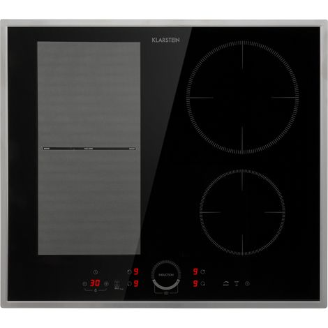 Klarstein – Plaque induction 7000W – 4 feux avec fonction ThermoBoost jusqu'à 2800W – Surface vitrocéramique – Panneau tactile SenseControl
