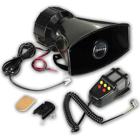 Système de sonorisation d'urgence pour voiture 80 W, sirène, klaxon, microphone, haut-parleur, amplificateur 5 tons (1/4)