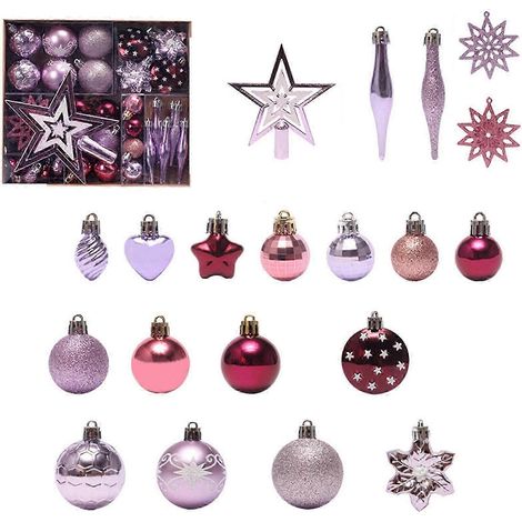 Boules de Noël, décorations pour sapin de Noël, boules à suspendre, décorations violettes pour le sommet du sapin (1/5)