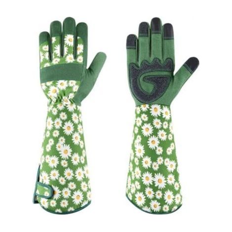 Long Sleeve Gardening Gloves for Pruning Rose Bushes for Men and Women, Non-Slip Leather Work Gloves for Outdoor Gardening, Comfortable and Breathable (M) (1/4)