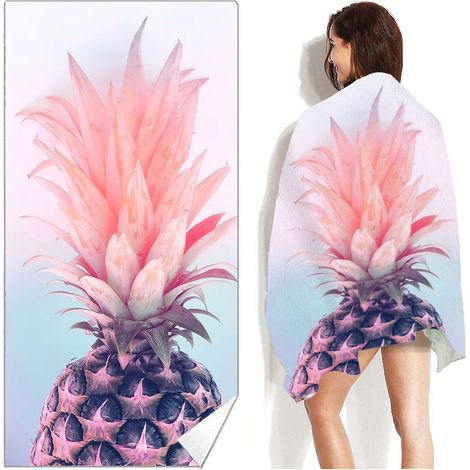 1 Serviette de plage en microfibre, motif ananas double face, 80x160cm, absorbante et sèche rapidement, pour adulte et enfant (1/5)