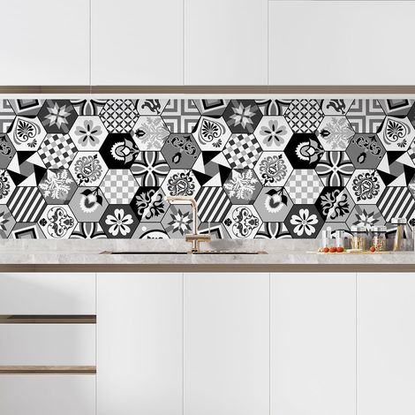 Crédence adhésive cuisine - Effet carreaux de ciment - 50x65 cm - Adhésif MAT (1/5)