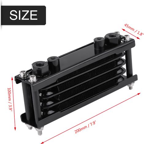 Radiateur refroidisseur d'huile moteur universel pour motos, adapté aux motos de 50 à 200 cm³ et aux motos tout-terrain. (1/5)