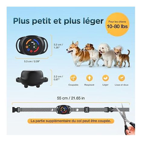 Rechargeable Anti Bark Collar for Small Dogs, Thin and Lightweight Anti Bark Dog Collar, 3 Modes (1/4)