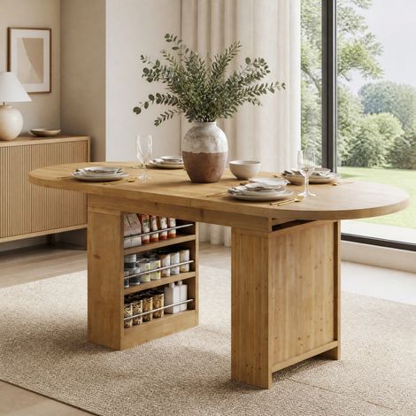 Tavolo da pranzo allungabile 150/200 x 90 cm in MDF colore rovere OKWISH (1/5)