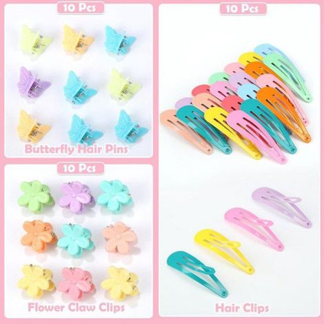 Accessoire cheveux fille - 1 ensemble, 1543 bandeaux élastique 20 couleurs + boîte rangement + bébé coton + postiche + p Étiquette (1/5)