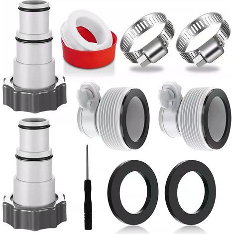 10-piece set, compatible with Intex, water pump hose adapters, 1.25 inch to 1.5 inch interfaces. (1/5)