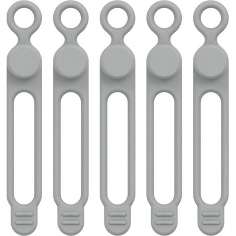 Attaches de gestion des câbles, attaches de câble en silicone Attaches de fil de cordon élastique Organisateur de câbles - Sangles de fixation réutilisables, 5 pièces, support de cordon en Silicone (1/5)