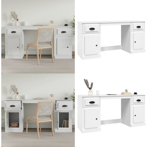 Schreibtisch mit Stauraum Weiß Holzwerkstoff - Holzschreibtisch - Schrank (1/5)