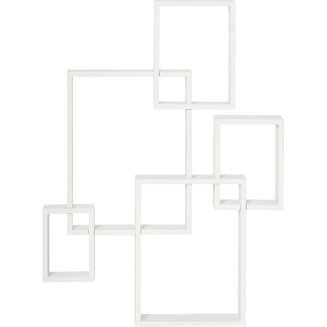 White Floating Cube Shelves - Wall Mounted Interlocking Display for Living Room, Bedroom, Hallways, Stylish Home Decor