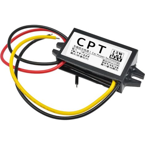 Adaptateur 12V vers 5V,Module Convertisseur DC Buck 3A 15W CC vers DC Adaptateur Convertisseur de Courant de Voiture Faible Chaleur Protection de Voiture (1/5)