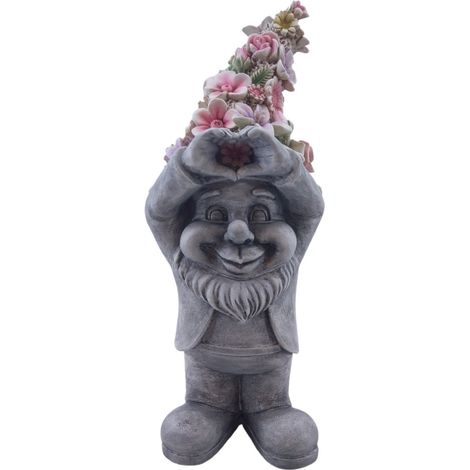 Figur Blumen Zwerg H37cm Polyresin 37 x 15 x 14 cm bunt Dekofigur