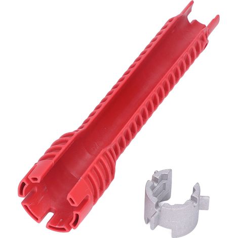 Clé Installation Robinet Évier Outil Dévissage Canalisation Kit 1 Clé 2 Douilles 1 Extracteur 1 Vis ABS Acier C45 Alu Rouge 40mm 34mm Salle Bain Cuisine (1/5)