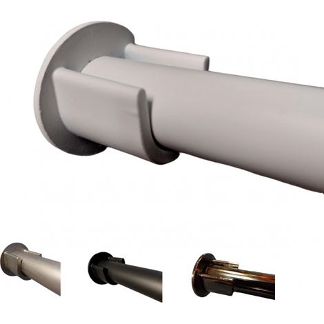 MadeInNature, Tringle à Rideaux Fer Forgé entre-murs, Tringle penderie, Couleur et Longueur au choix Ø 20 mm + 2 supports - Blanc mat - Longueur 1.70 m. (1/5)