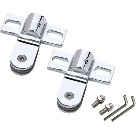 2 jeux de charnières pivotantes pour porte en verre, charnières fixes pour porte de douche avec vis et clé Allen (1/4)