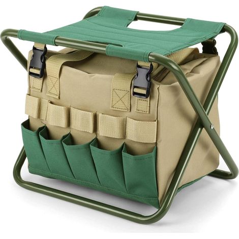 Tabouret Pliant Pliable avec Espace de Rangement Tabouret de Jardin Portable pour le Jardinage, le Camping, les Pique-Niques, la Randonnée, les Barbecues et les Voyages (1/5)
