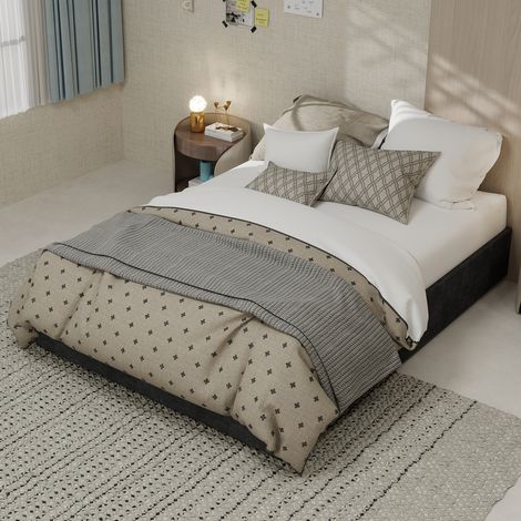 Bett Bettgestell 140x200 Polsterbett Stoff Grau OKMYHOME