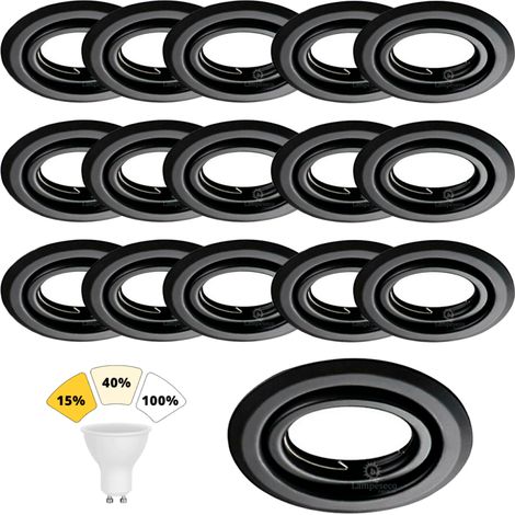 Lot de 15 Spot Encastrable Noir Mat 7W, 3 Intensités Réglables, Blanc Neutre 4000K (1/3)