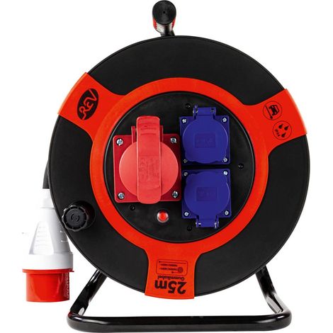 REV CEE-Kabeltrommel Außen 25 m H07RN-F 5G2,5mm², schwarz rot Kabeltrommel (1/5)